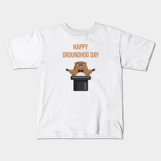 Happy Groundhog Day 2018 Kids T-Shirt by asheribtllo